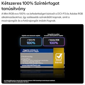 100% Színtérfogat tanúsítvány LG MRGB TV